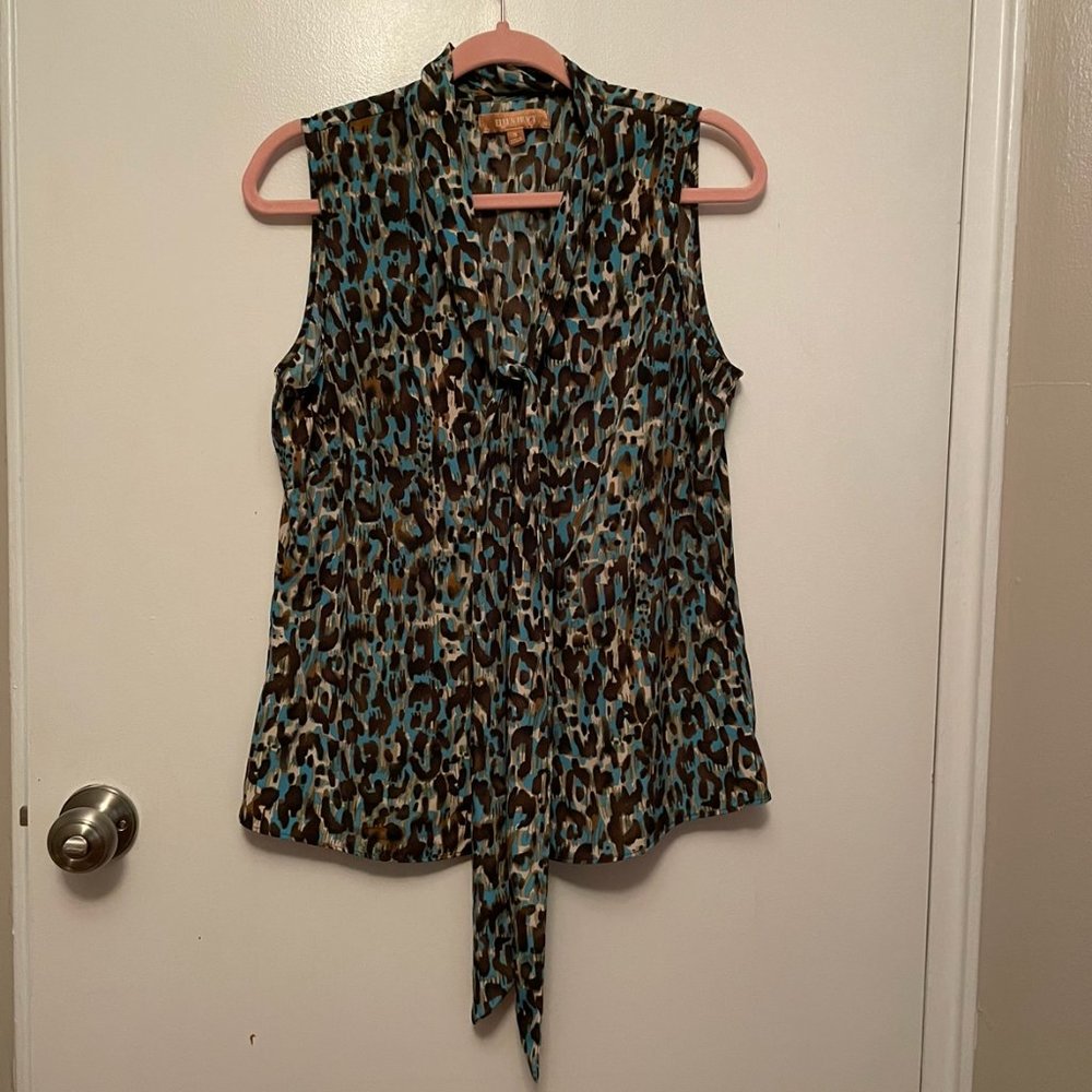 Ellen Tracy Sleeveless Cheetah Print Top